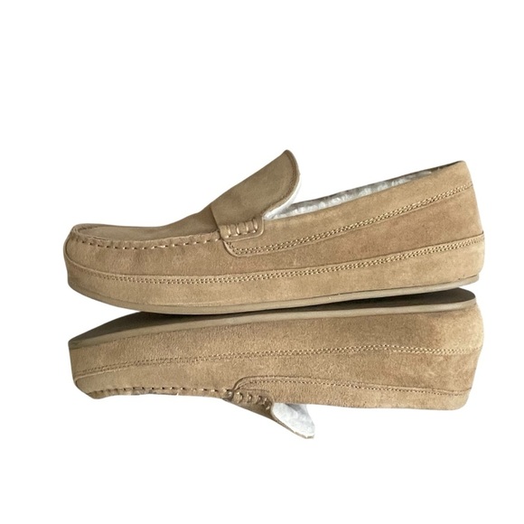 Vince Gibson Suede Lamb Shearling Moccasins Slippers Men’s Size 10 Camel Tan main image 5